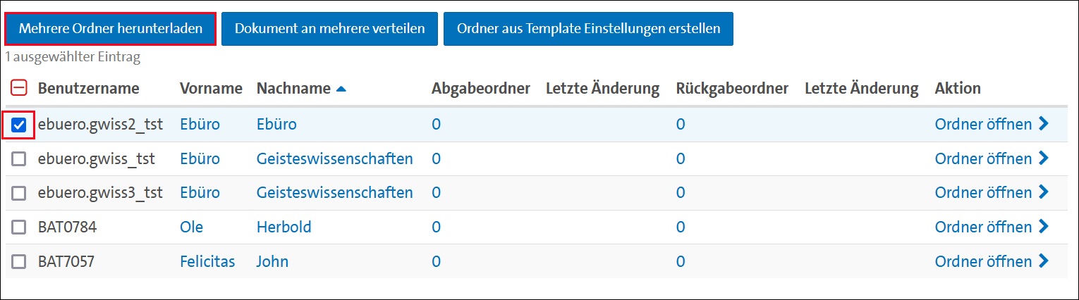 Mehrere Ordner gleichzeitig herunterladen