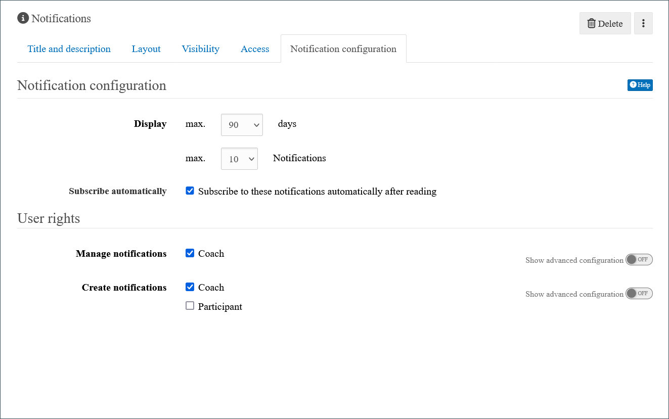 configuring notifications