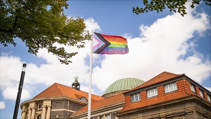 Flagge vor Hauptgebäude