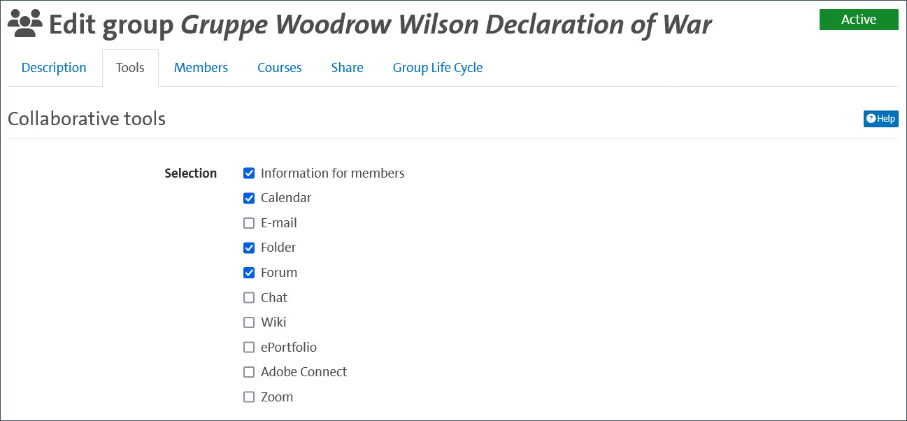 Configuring a group