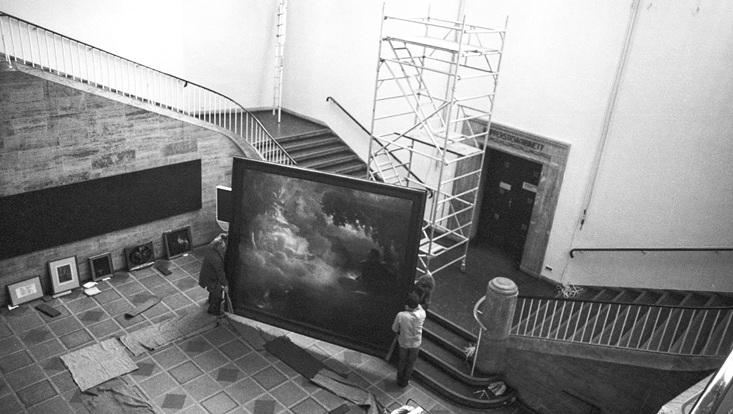 Eine Ausstellung wird aufgebaut